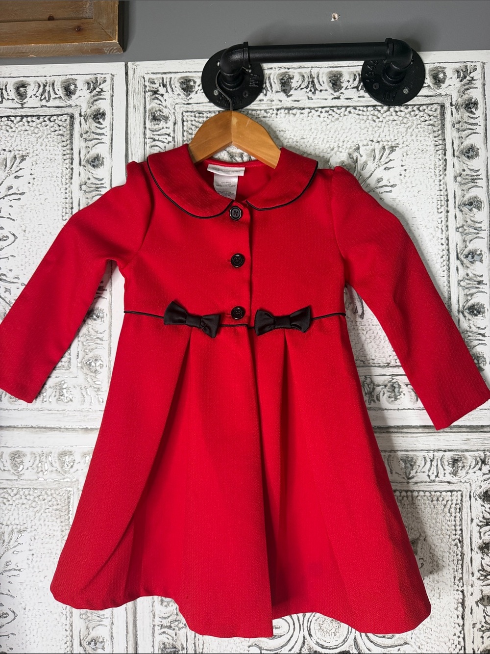 Girls Red Long Sleeve Peacoat